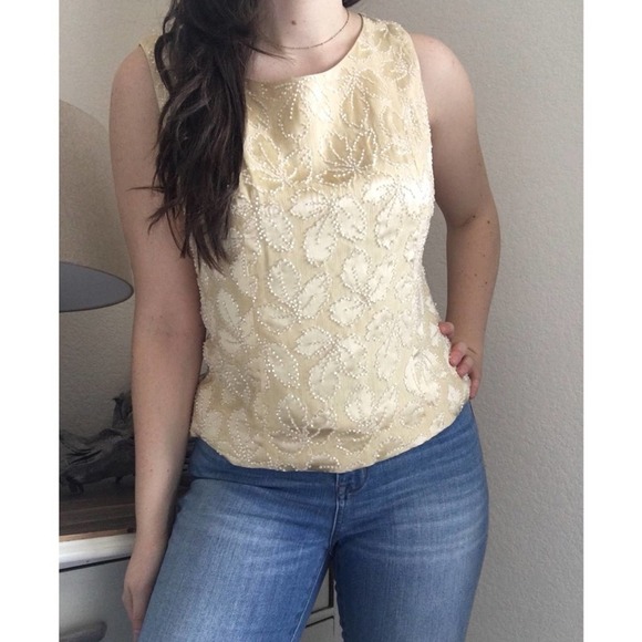Banana Republic Beaded Silk Button Back Top - Picture 4 of 8
